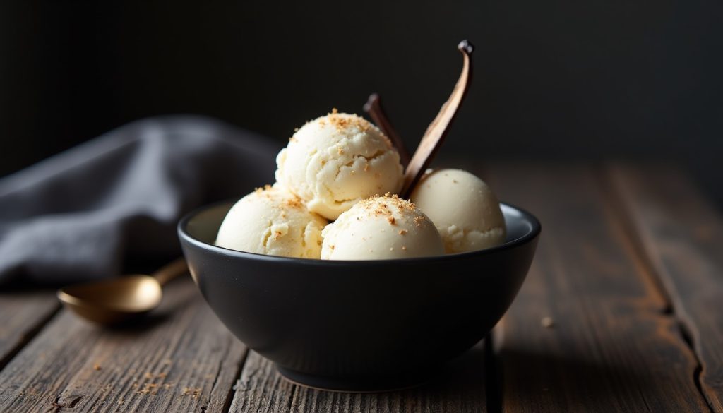 A bowl of Keto Vanilla Ice Cream