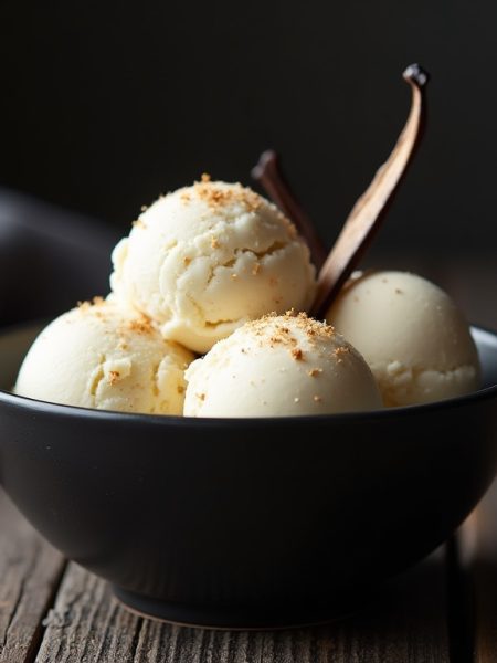 A bowl of Keto Vanilla Ice Cream