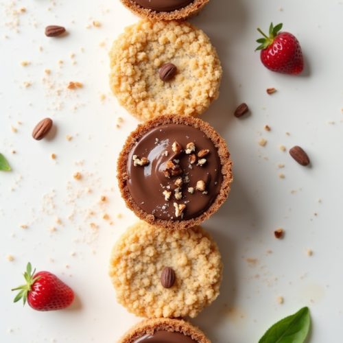 Keto dessert recipes category mini chocolate tarts set on a tabletop