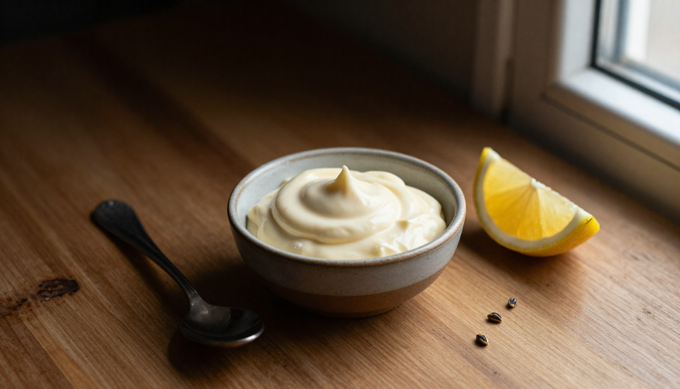 Keto mayonnaise in a dipping saucer